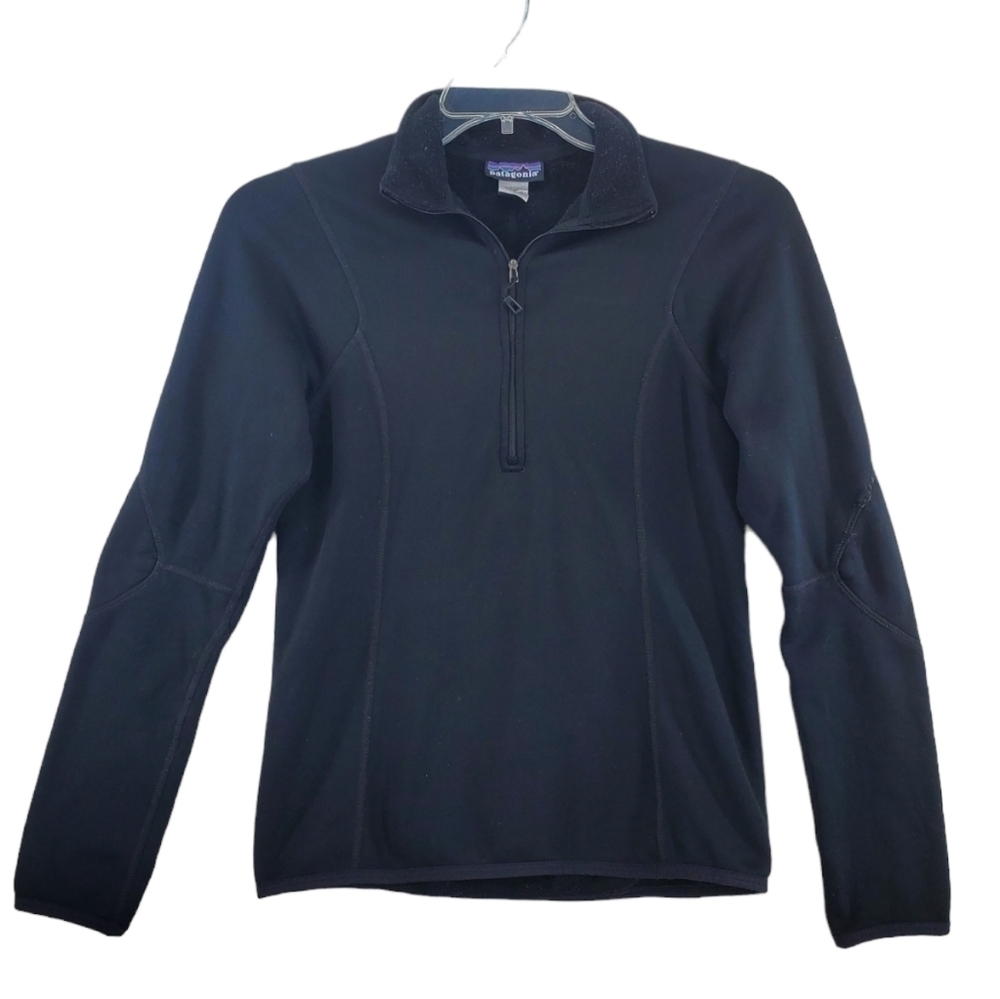 Patagonia Sweater Jacket Wmn S Black Pullover 1/4 Zip Fleece Lightweight Outdoor